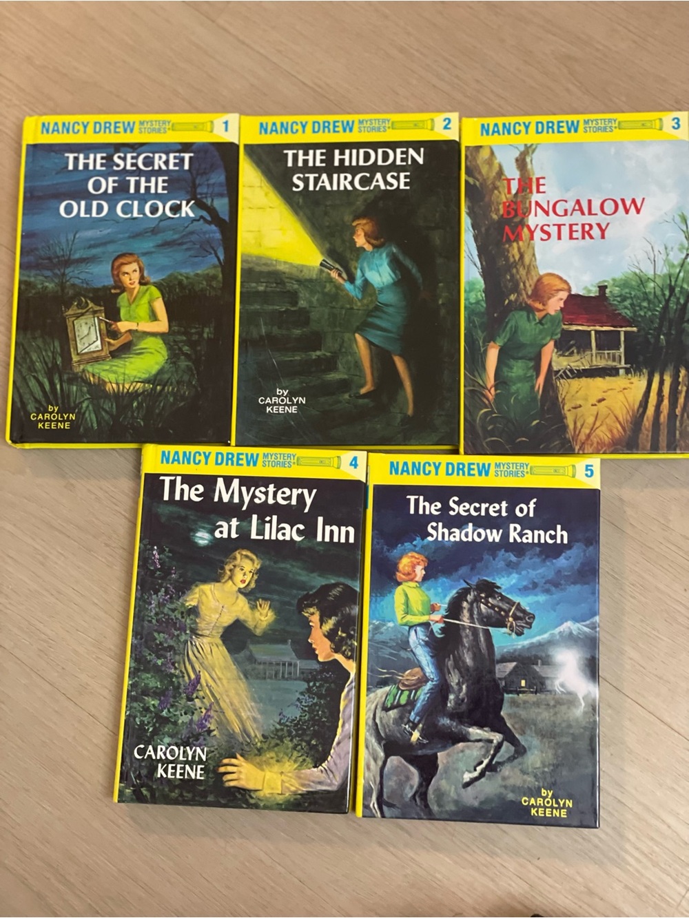Nancy Drew Mystery Stories Books 1-5 Yellow HC Set, Carolyn Keene 1987